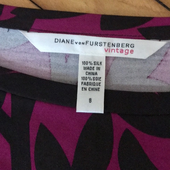 DVF - Magenta and Black Silk Dress - Picture 3 of 3